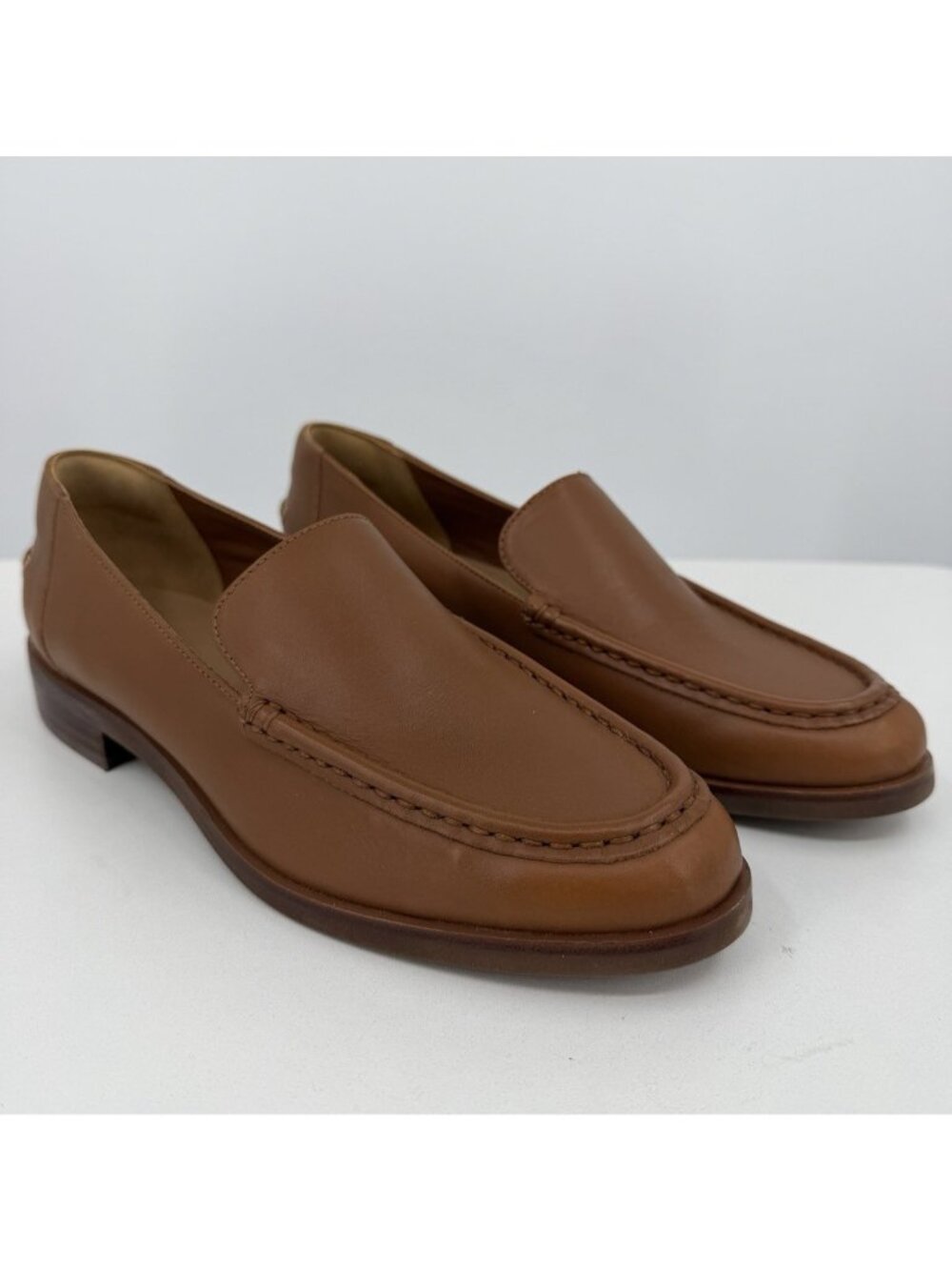 Everlane The Modern Loafer in Camel-Tan Leather sz 8.5 Stacked Heel Cushioned